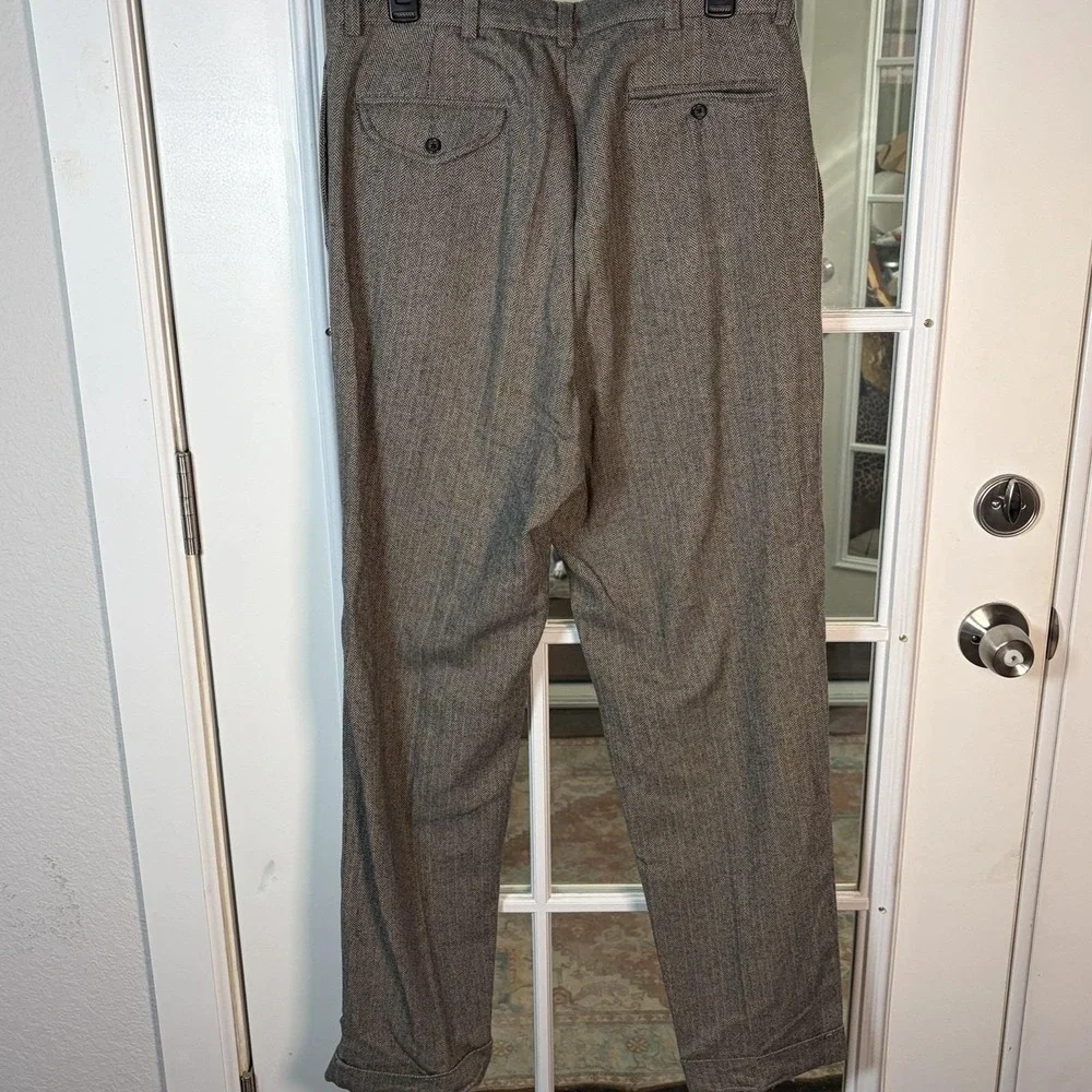 Vintage Polo Ralph Lauren Herringbone Pleated Pants Men's 34x32 Cuffed